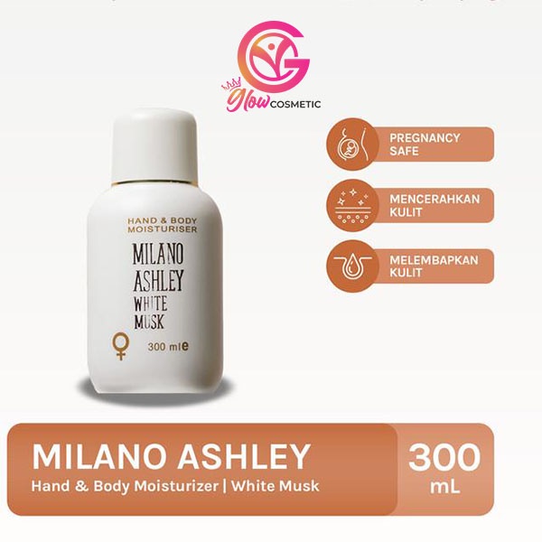 MILANO ASHLEY WHITE MUSK HAND &amp; BODY MOISTURISER 300ML / N015954