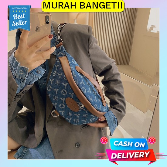 Tas Pinggang Wanita Embossed Bunga Free Box Import Premium / Vibellesh Tasready Tas Waistbag Wanita 