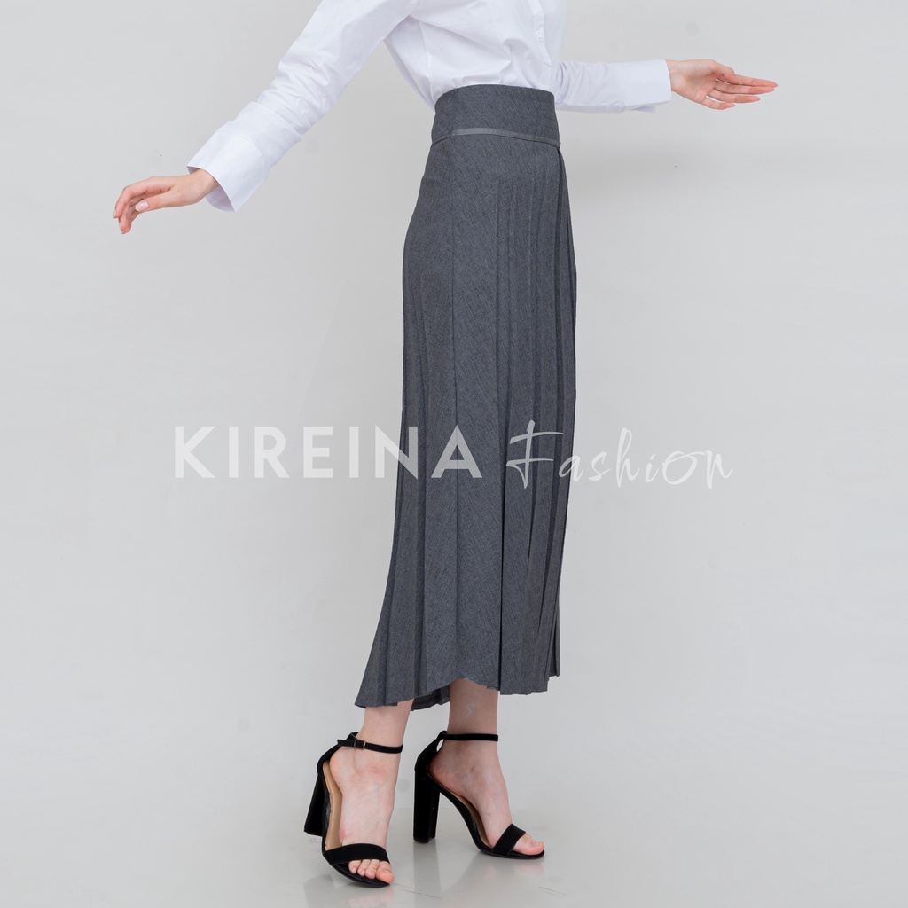 Rok Kantor Plisket Wanita Rok Plisket Kantor Rok Panjang Wanita Rok Kerja Wanita Panjang Bahan Gabardin Semi Wol | Kireina Fashion