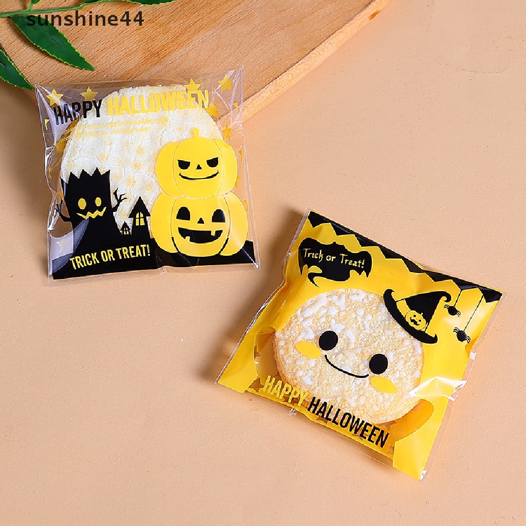 Sunshine 100Pcs Kantong Plastik Permen / Kue Kering Untuk Dekorasi Halloween