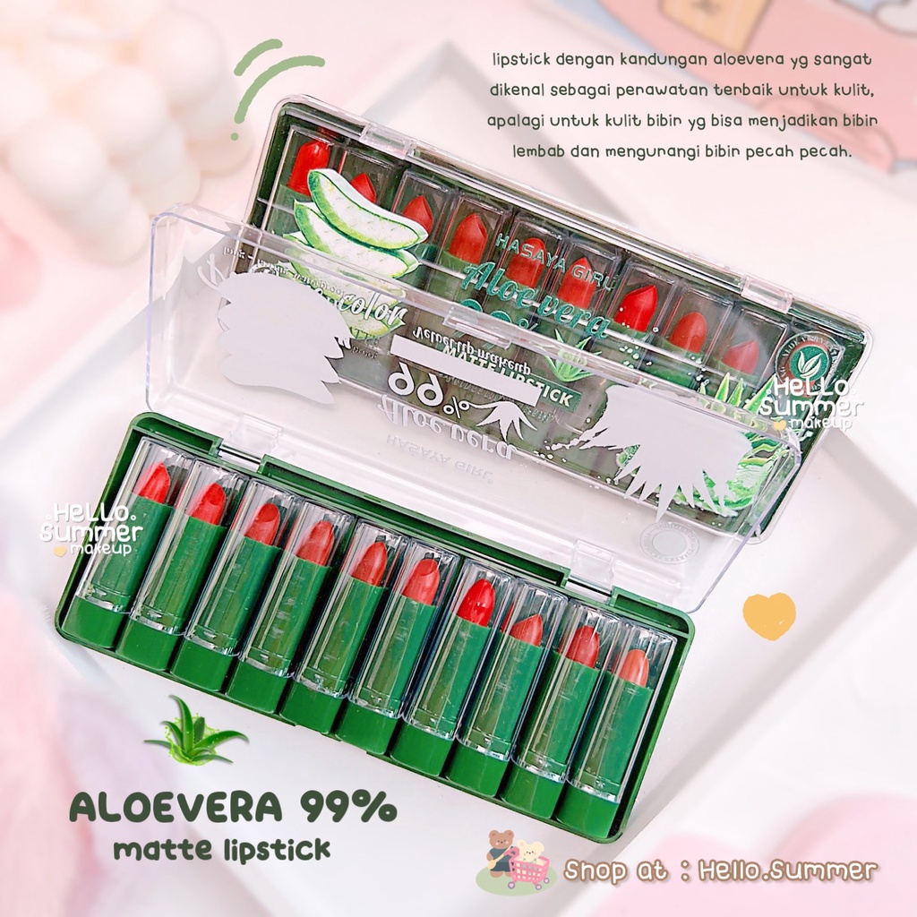 Matte Lipstick Hasaya Girl Aloevera &amp; Orange Mini Lip Stick Silky Finish Per Batang Pilih Shades