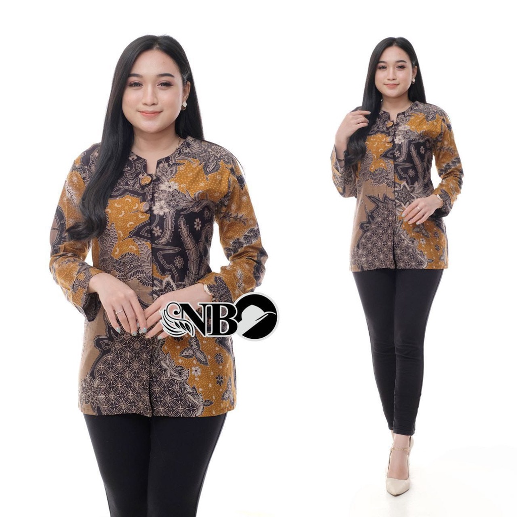 tey-17 Batik wanita ASJ SA HRB026 Kenongo Kemeja Tosca Pendek