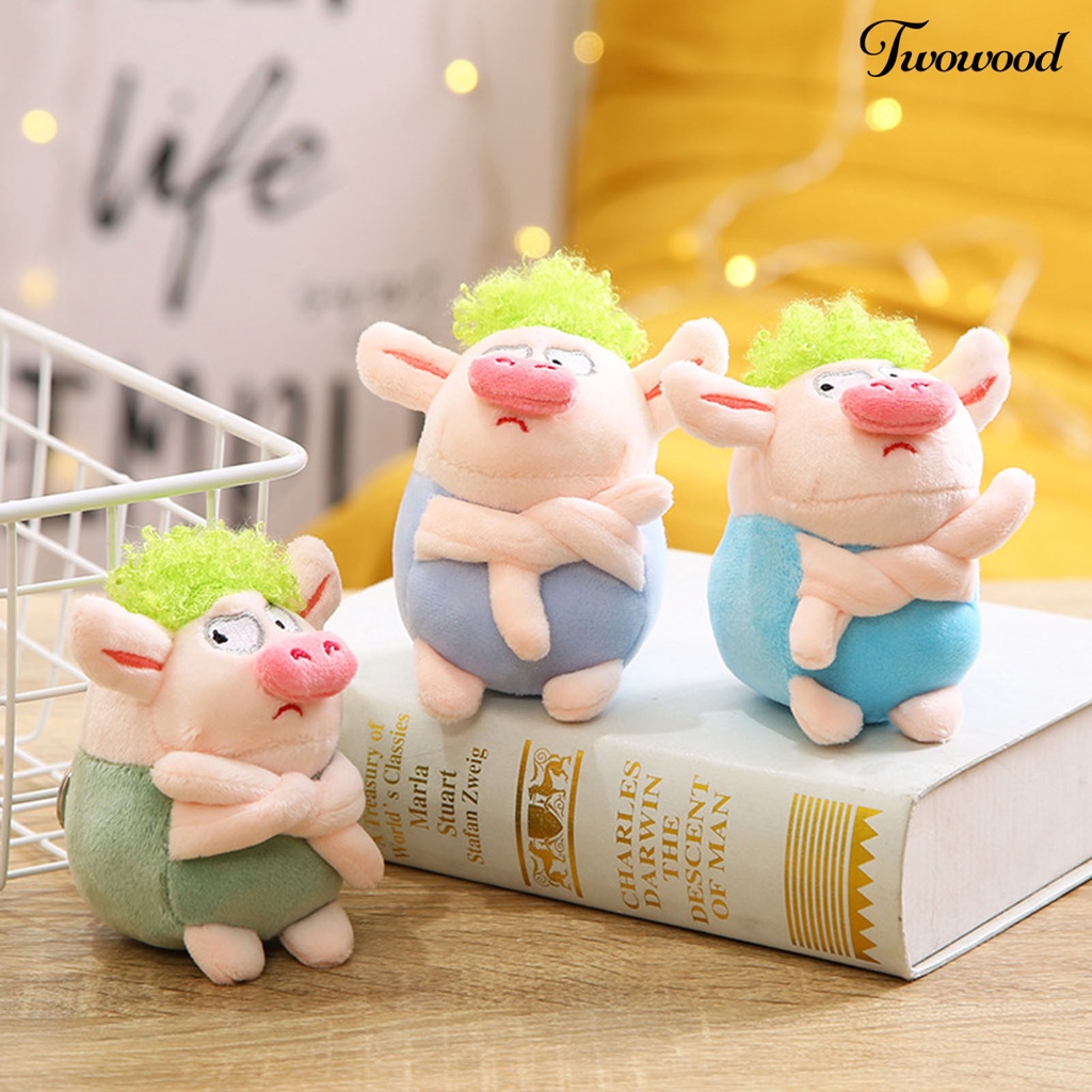 Twowood Gantungan Kunci Boneka Babi Bahan Plush Untuk Hadiah Ulang Tahun