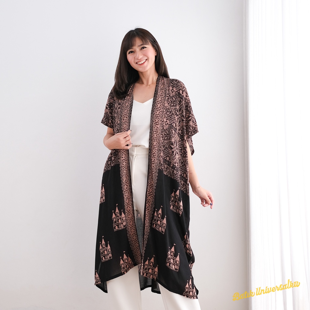 BATIK UNIVERSALKU - Long Kimono batik outer. Long Cardigan - Castle Sogan