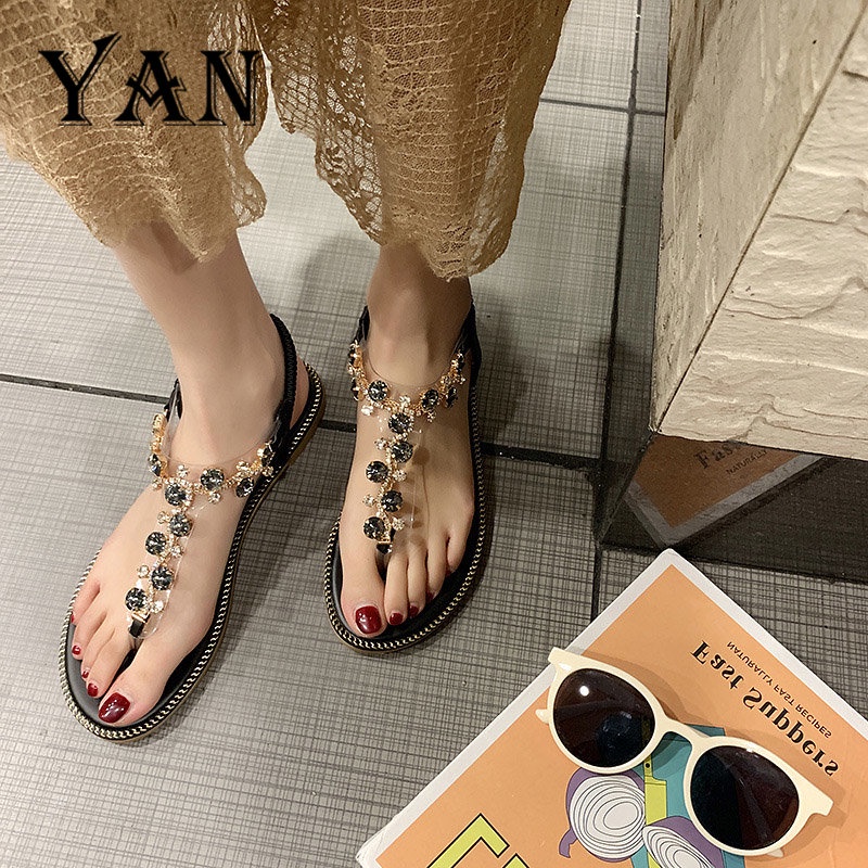 YAN Sandal Pantai Tali Wanita Sendal Jepit Wanita Karet Casual Sandal Wanita