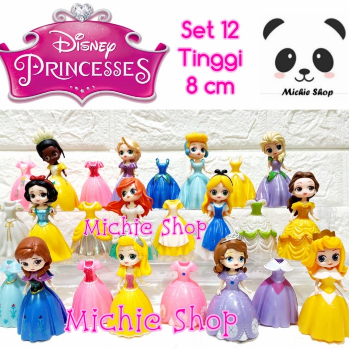 Jualan Figure Princess Qposket (Set 12 Ganti Baju) 8 Cm Clip On Toppers Kue Limited