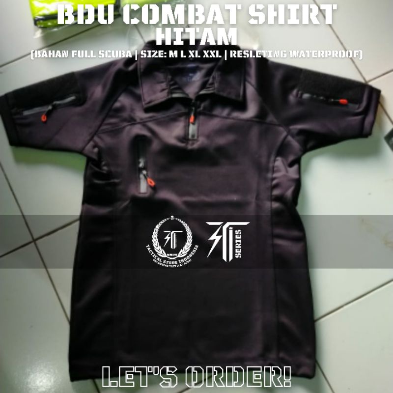 BDU Scuba Hitam - BDU Combat Shirt Full Scuba Lengan Pendek
