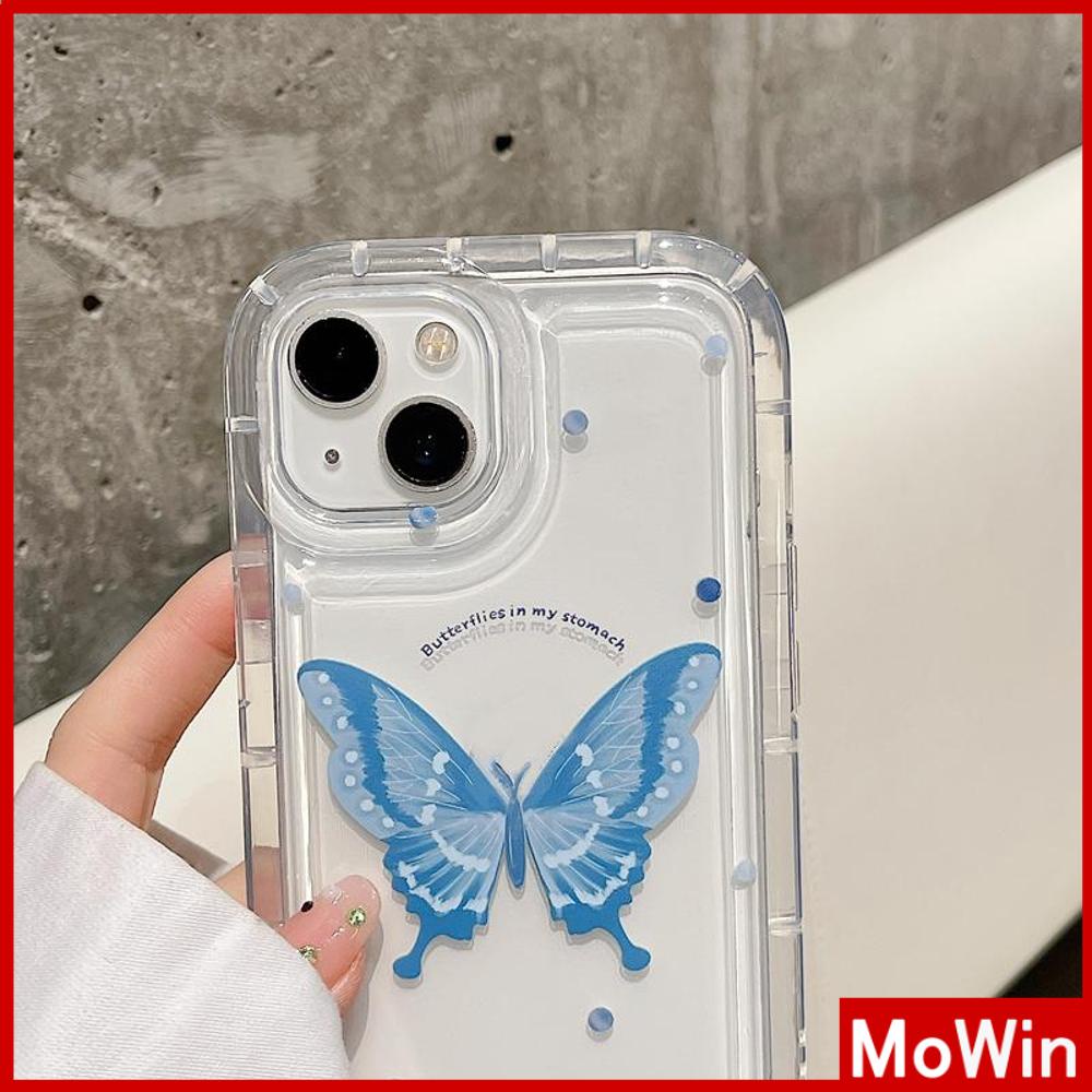 For iPhone 14 Pro Max iPhone Case Soft Case TPU Clear Case Airbag Shockproof Protection Camera Blue Butterfly Compatible For iPhone 13 Pro Max 12 Pro Max 11 Pro Max 7plus XR xs max