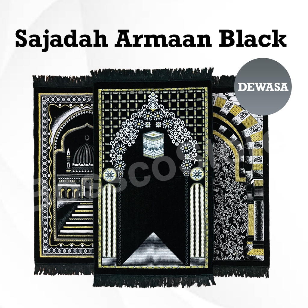 Sajadah Bulu Turkey ARMAAN Besar BLACK 110 x 65cm sajadah turki sajadah premium sajadah halus sajadah besar sajadah dewasa sajadah turki sejadah sajada