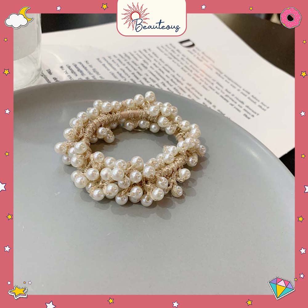 Ikat Rambut Karet Elastis Mutiara Aksesoris Korean Style