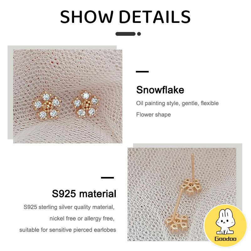 Anting Pejantan Kristal Berlian Titanium Steel S925 Untuk Wanita -Doo -Doo
