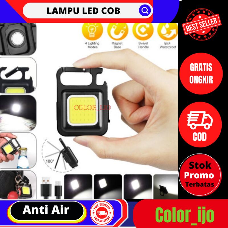 Lampu LED COB Mini Gantungan Kunci Mini COB Keychain Lampu Senter LED Rechargeable Untuk Pendaki