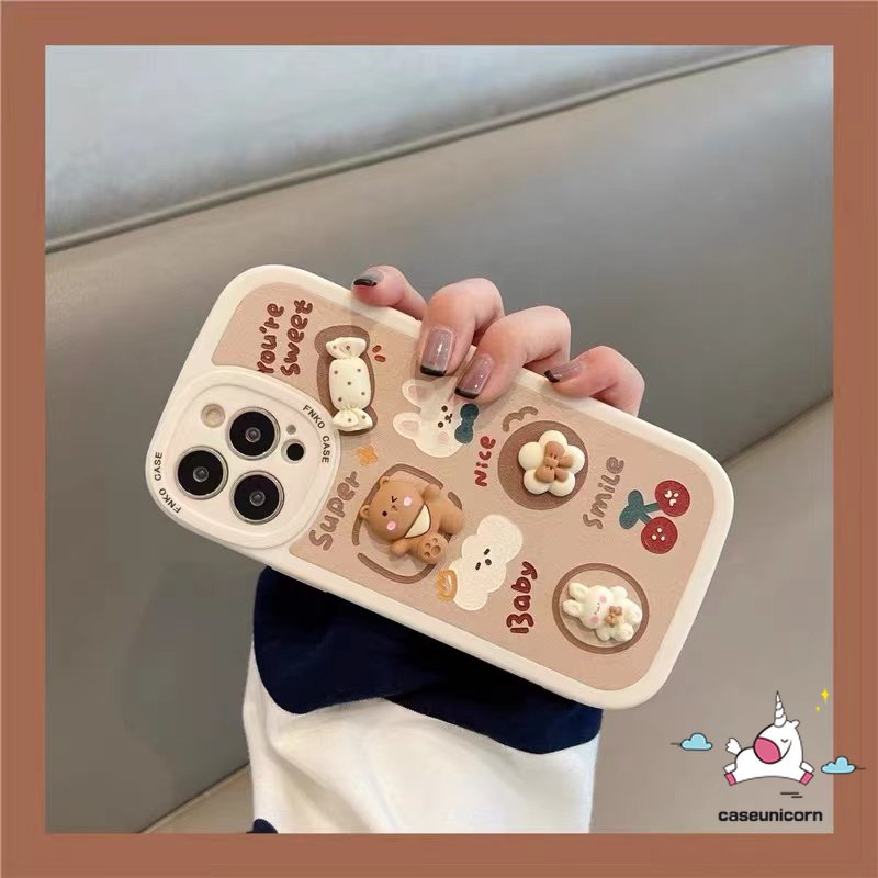 Case Realme C53 C55 C35 C15 C25 C25Y C31 C30 C21Y C25s C12 8 8i 9i 10 Pro C11 GT C20A C3 C21 C17 C20 8Pro 6i 5i 6 5s 5 6s 3D Mainan Boneka Kartun Lucu Beruang Kelinci Permen Sarung Soft Cover