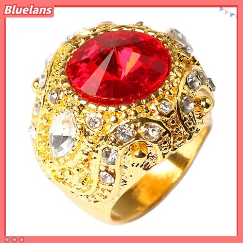 Bluelans Men Vintage Luxury Big Resin Crown Gold Plated Alloy Ring Jewelry Size 7-10