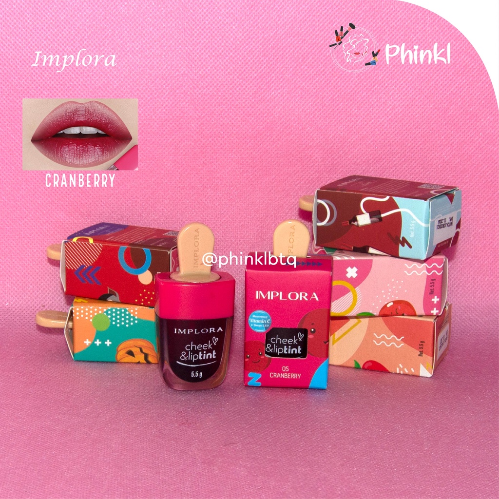 `ღ´ PHINKL `ღ´Implora  ɪ ᴍ ᴘ ʟ ᴏ ʀ ᴀ  lip tint ice cream &amp; jelly tint cheeck imut korea ombre