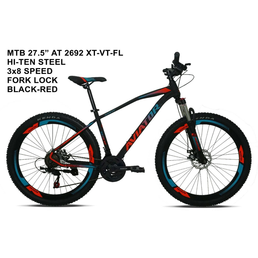 SEPEDA GUNUNG MTB 27,5 &quot; AVIATOR TYPE 2692 XT-VT-FL 24 SPEED VELG TINGGI DAN DOUBLE DISC BRAKE