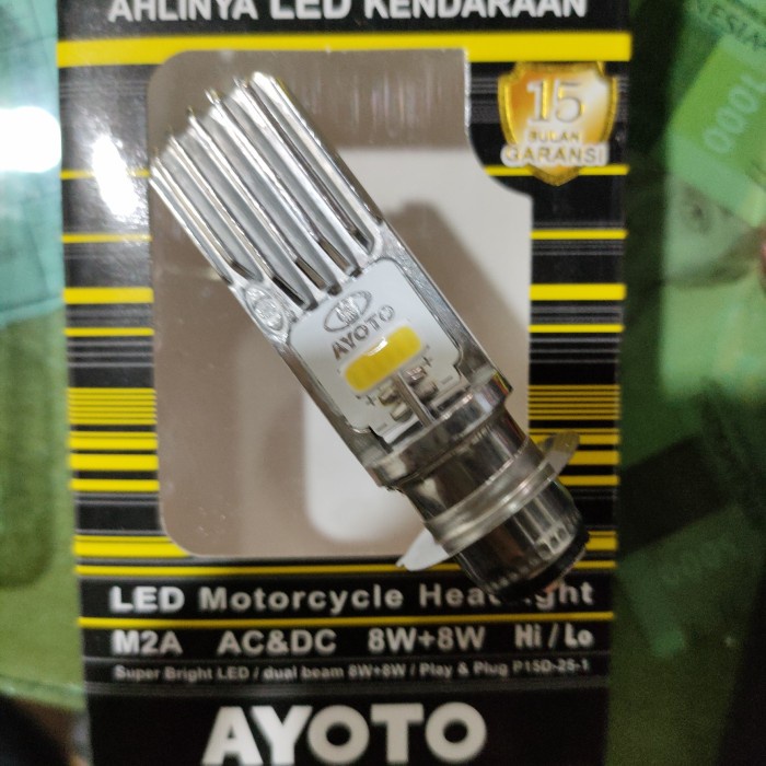 LED KUNING lampu led motor h6 kaki 1 AYOTO M2A ac dc matic bebek hi lo - Cahaya Putih