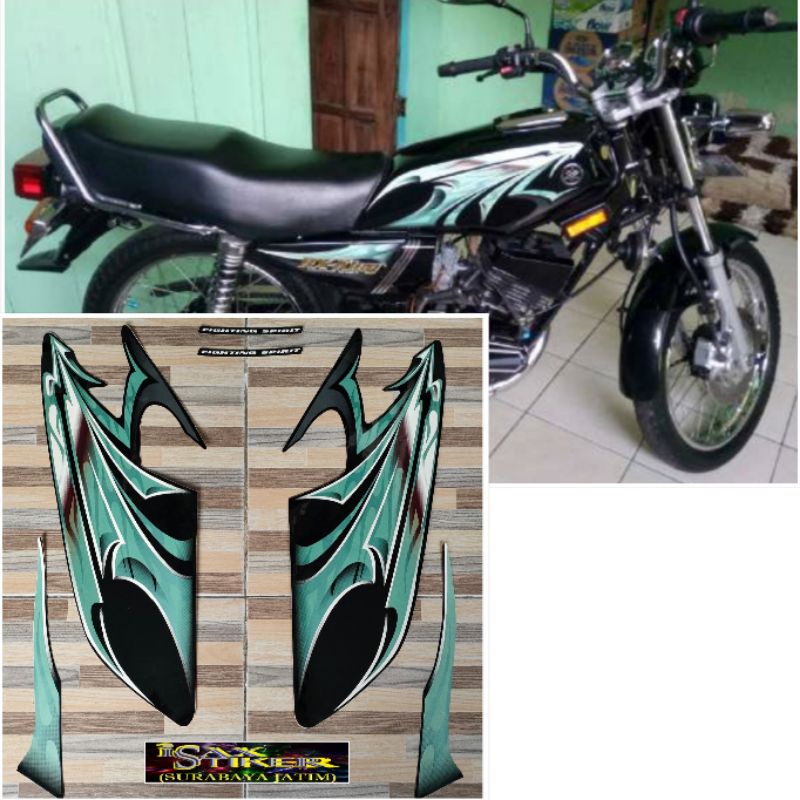 striping original Yamaha RX KING hitam hijau tahun 2006