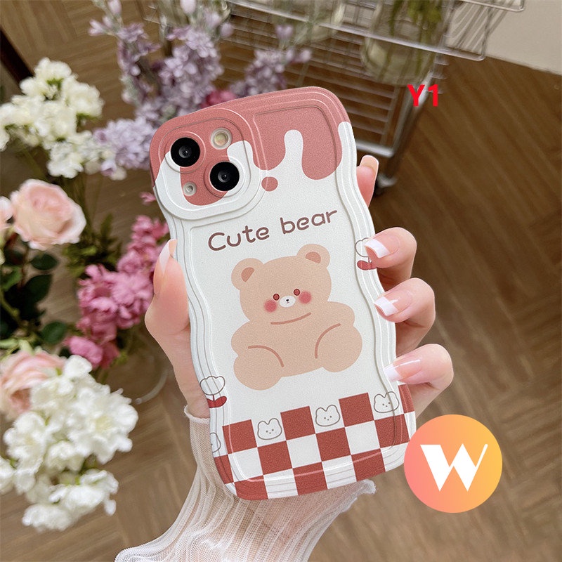 Soft Case Tpu Motif Kartun Beruang Bunga Untuk iPhone 11 XR 13 14 12 11 Pro MAX 7 8 Plus X XS MAX 6s 6 14 Plus SE 2020