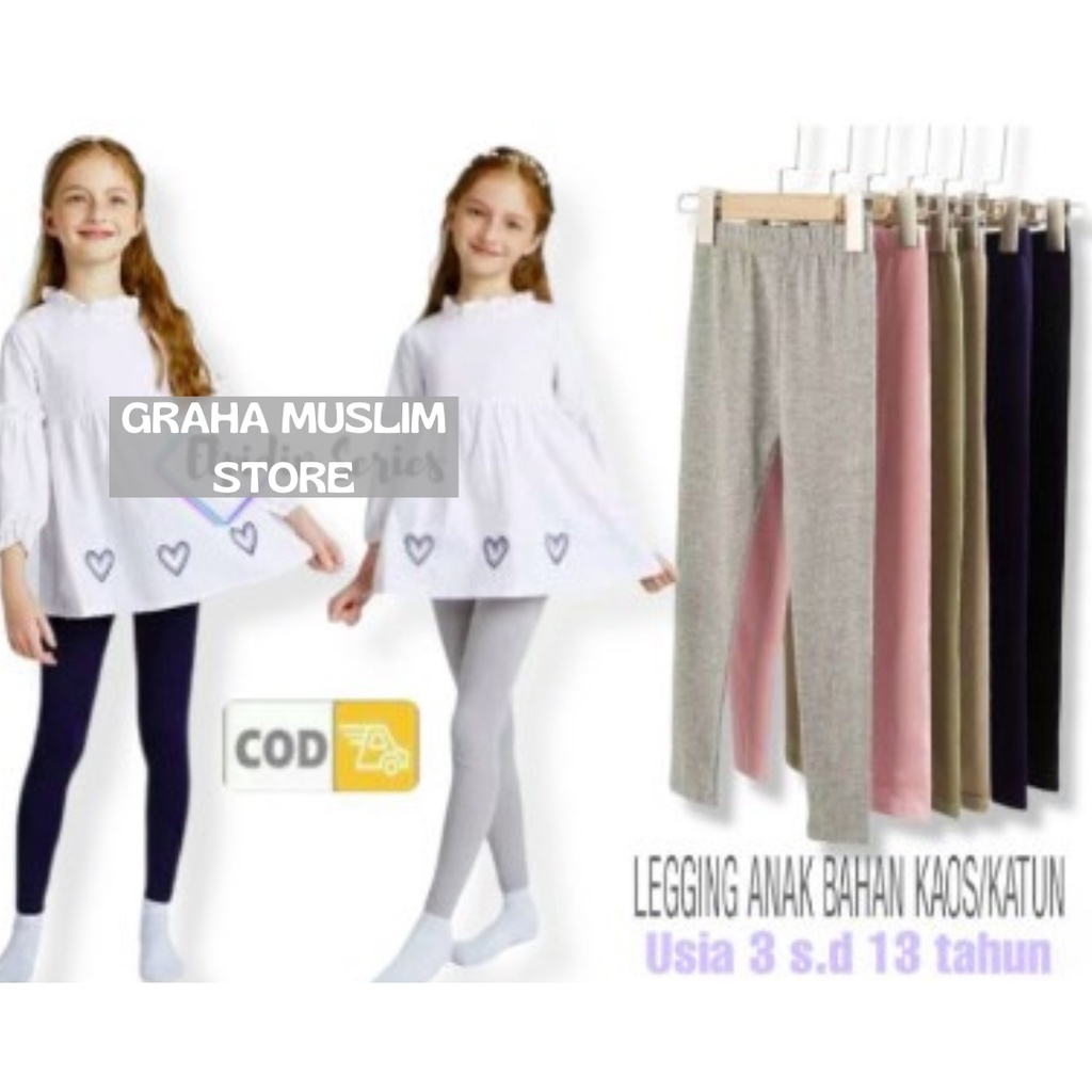 Legging Anak Kaos Bahan Rayon 3 Ukuran Leging kaos Anak polos usia 2thn s.d 14thn Termurah