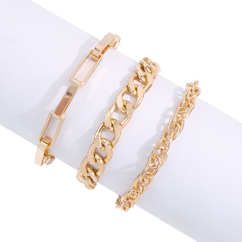 Gelang Rantai Multilayer Bahan Alloy Warna Emas Untuk Wanita