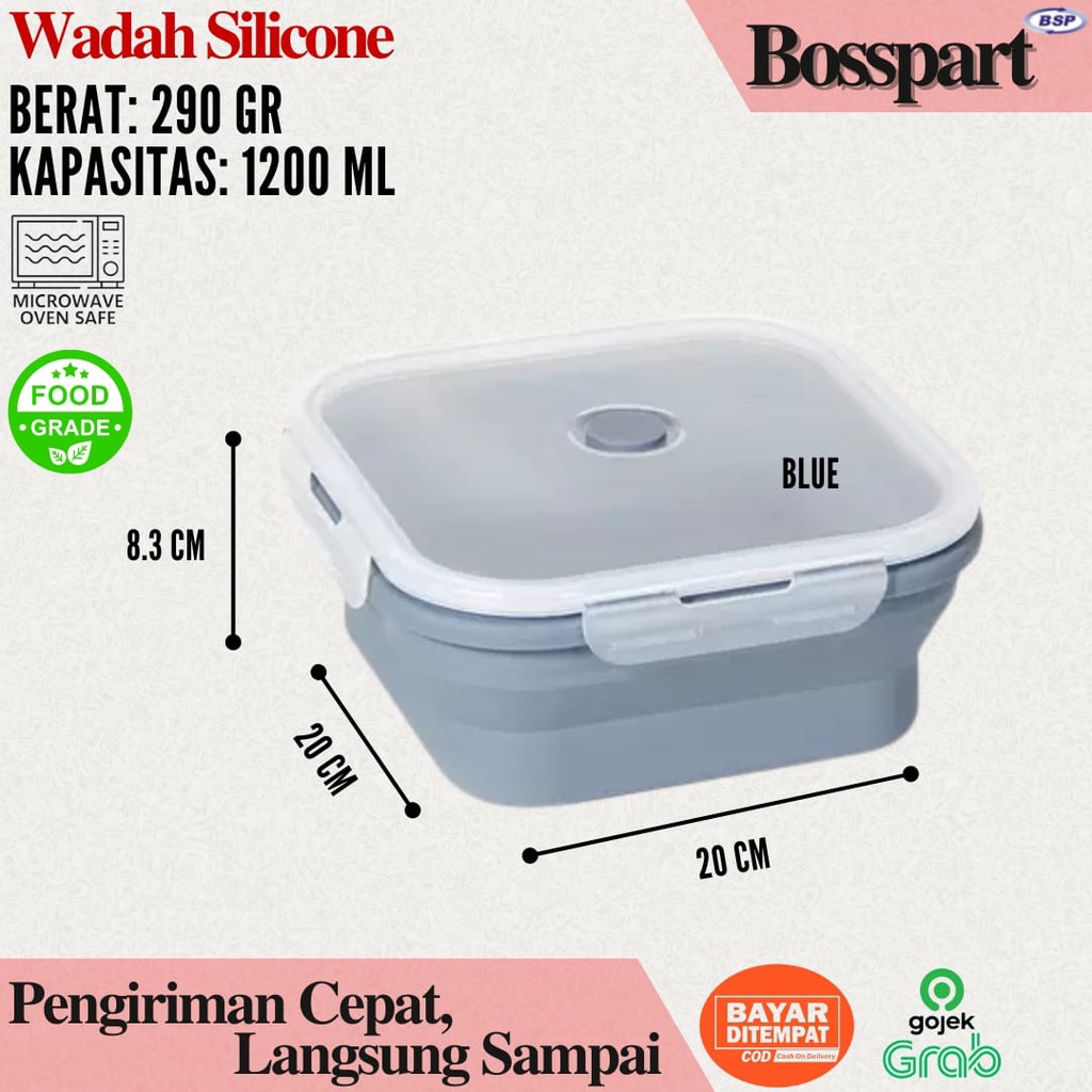 Tempat Makan Silikon / Kotak Makan Silicone /  Food Container Silicon Expandable / Wadah Makanan Lipat S M L XL