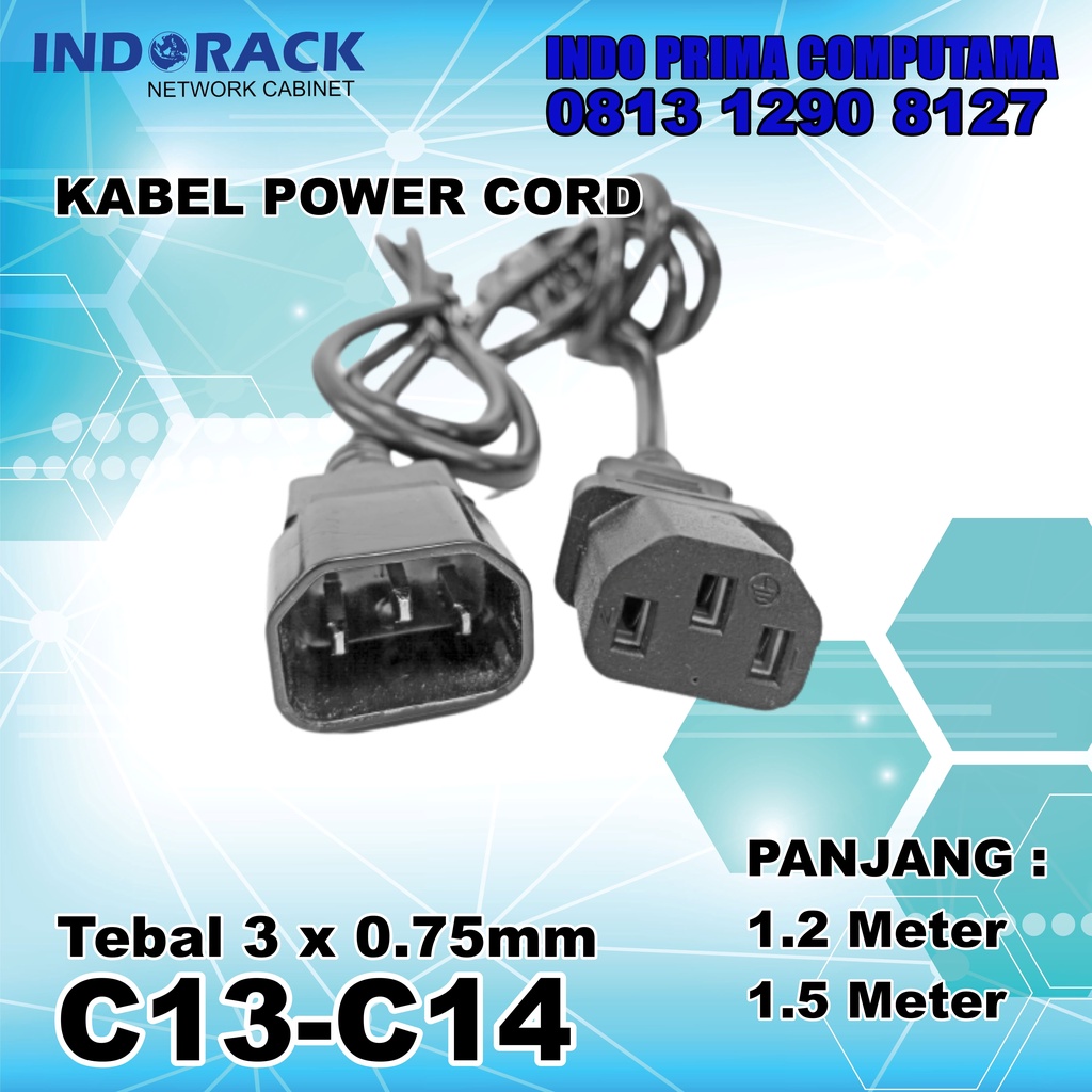 Jual Kabel Power Cord KABEL POWER CPU C13 C14 10A 250V Tebal 3x0.75mm