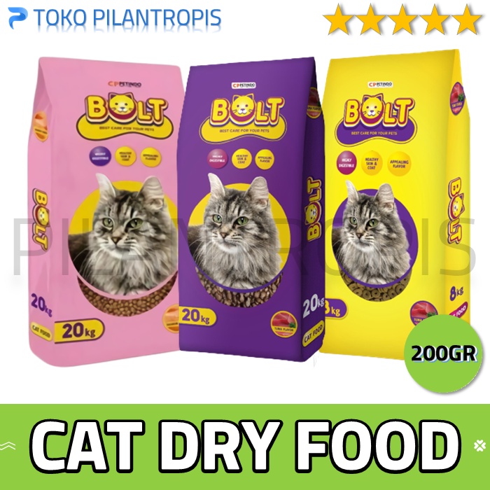 MAKANAN KUCING BOLT 200GR REPACK TUNA DONAT IKAN SALMON KITTEN ADULT PAKAN BOLD KERING CAT DRY FOOD KUCING MURAH