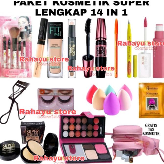 Paket Kosmetik Maybelline Super Lengkap 14 In 1 / Paket Kosmetik