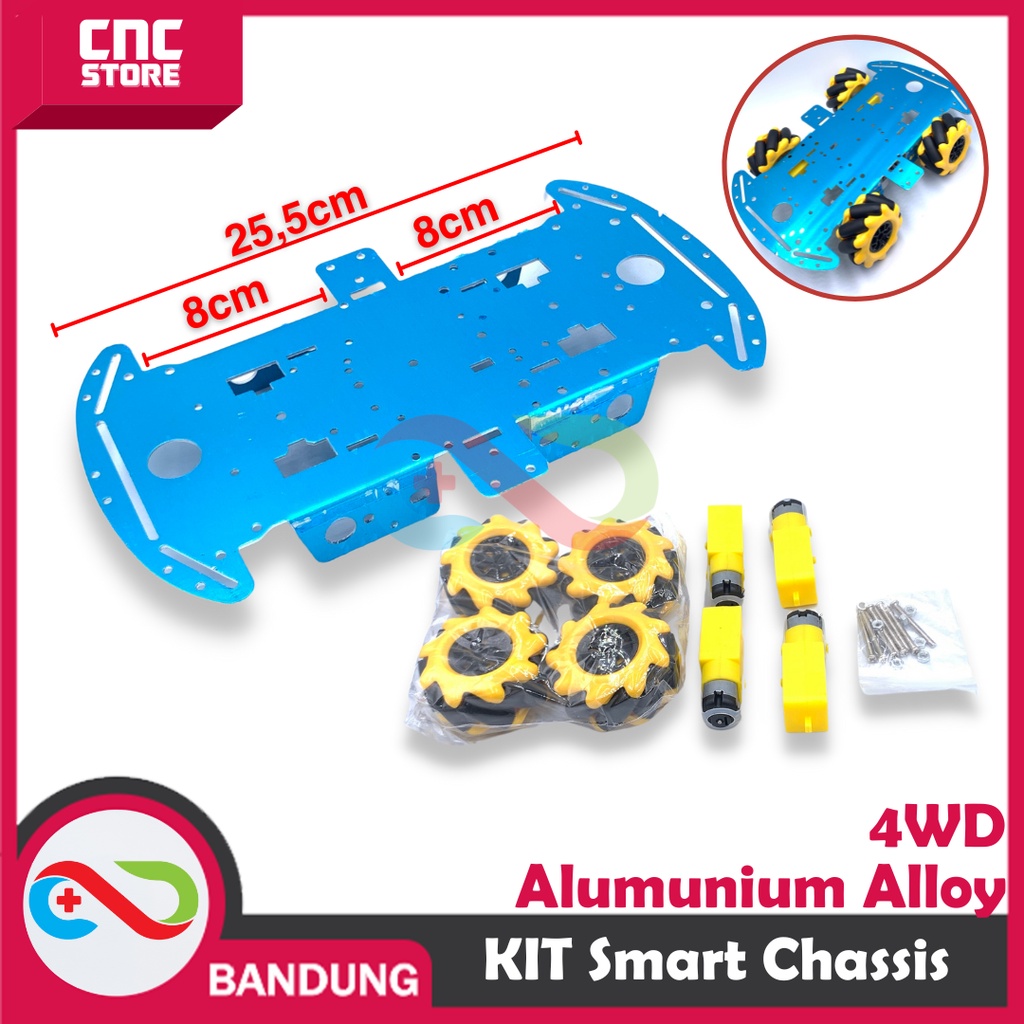 KIT SMART CHASSIS ALUMUNIUM ALLOY CHASIS 4WD RC MOBIL ARDUINO