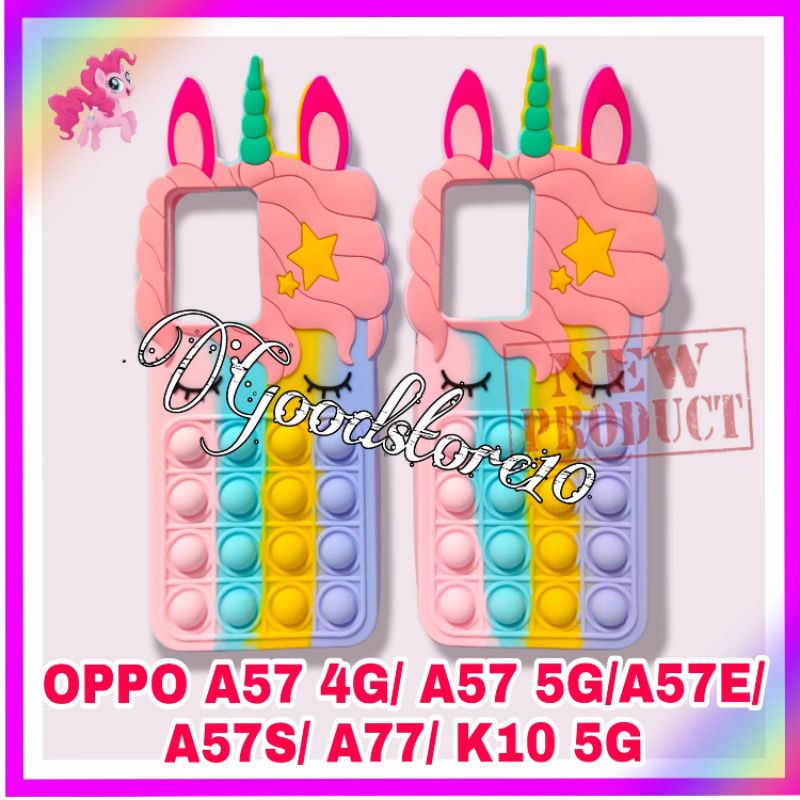 Casing OPPO A57 4G A57 5G A57E A57S A77 K10 5G Case Pop It Unicorn Rainbow Pelangi Lembut Tebal Popi