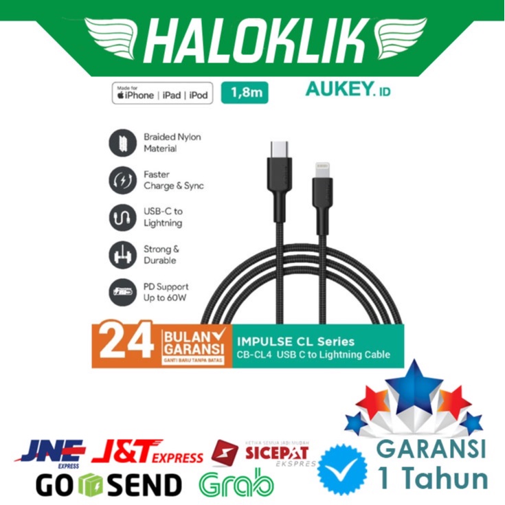 Aukey Cable Charger IPhone Aukey CB CL4 USB C To Lightning 1.8m