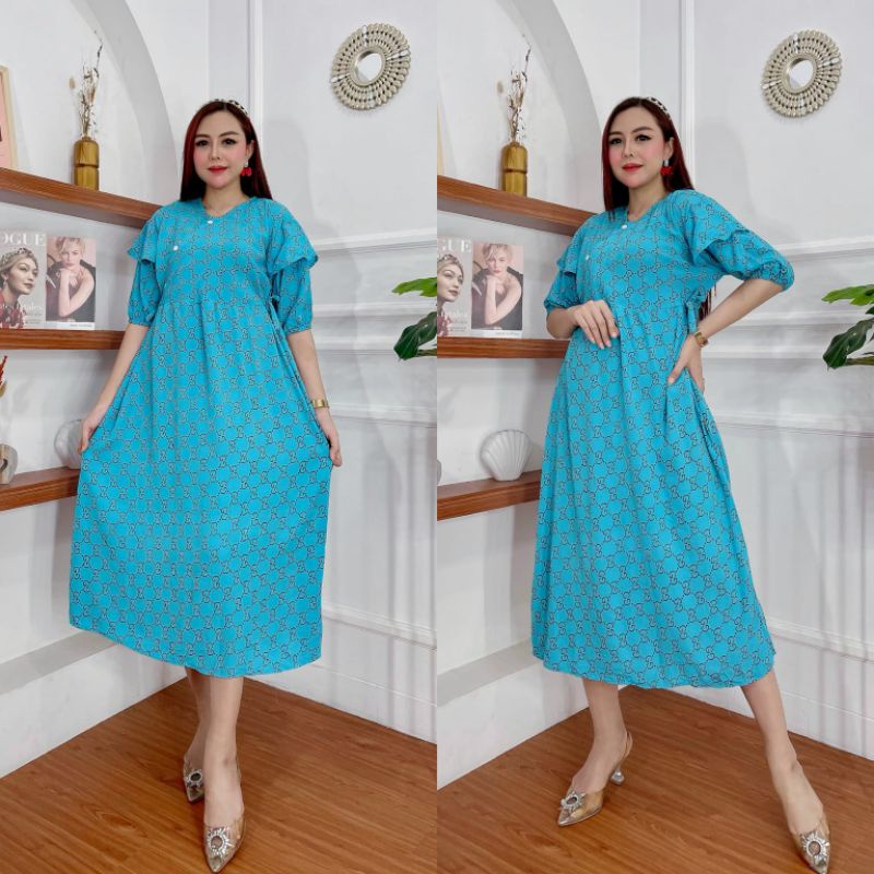 MIDI DRES KIMONO LENGAN TUMPUK