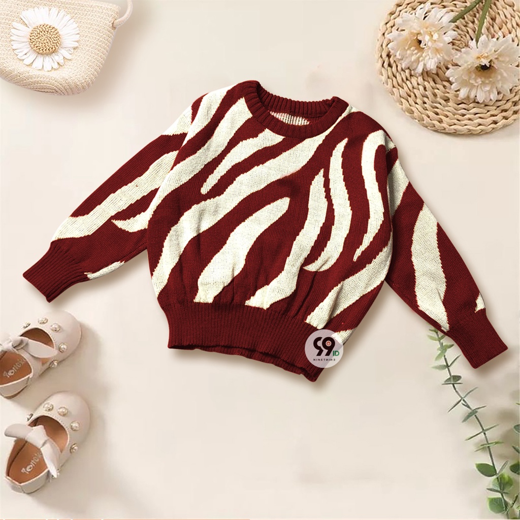 SWEATER RAJUT ANAK PEREMPUAN ARABELE BLOUSE MOTIF ZEBRA 1-6TH