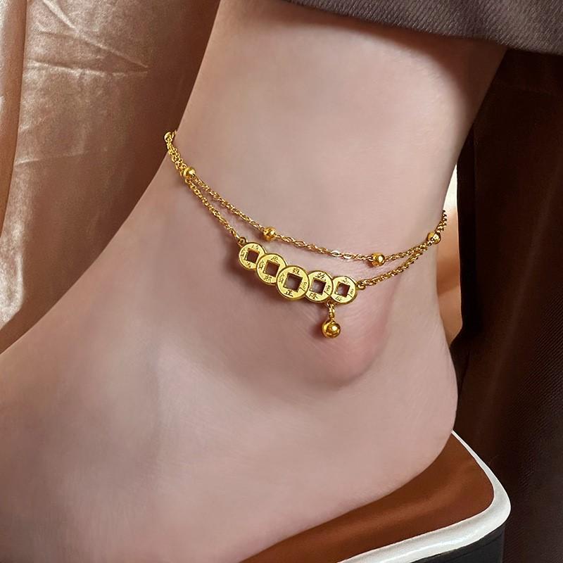Gelang kaki koin cina lonceng titanium anti karat harga grosir bisa COD
