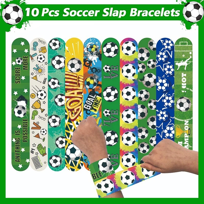 5pcs / Set Gelang Slap Band Motif Tema Piala Dunia / Sepak Bola Untuk Anak / Dekorasi Pesta Ulang Tahun