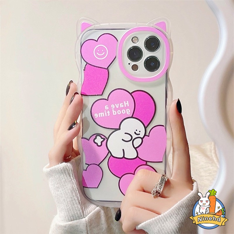 Soft Case Pelindung Lensa Glossy Bahan Silikon Anti Pecah Bentuk Hati Pink Untuk iPhone 14 13 12 11 Pro Max X Xr Xs Max 8 7 6 6s Plus SE2020