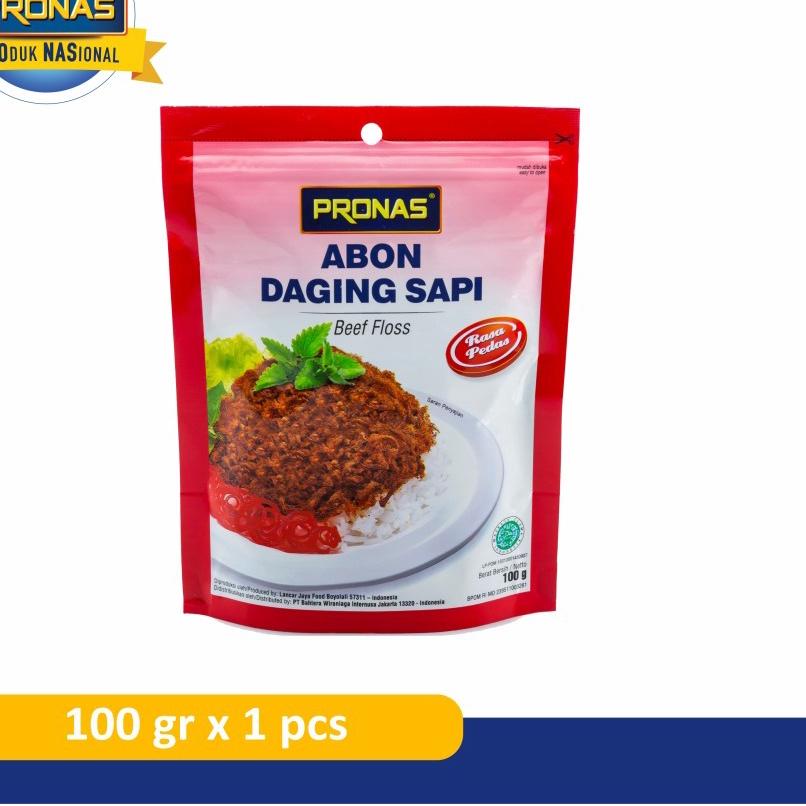 

10.10 STOK READY PRONAS Abon Sapi Kemasan Zip Lock Beef Floss Original / Bawang / Pedas 