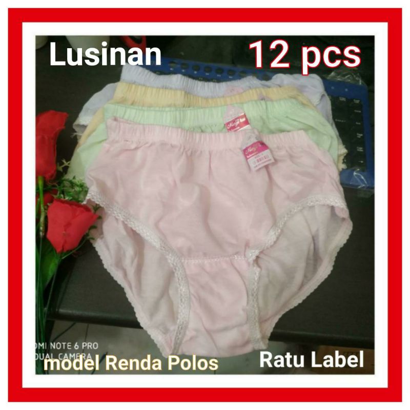 Meiji CD Celana Dalam Wanita dewasa polos 1 lusin Lusinan motif renda ukuran M L XL Jumbo Cawet Cang