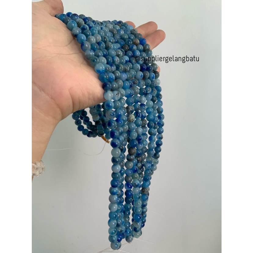 bahan batu 8mm blue chalcedony biru natural aksesoris gelang kalung