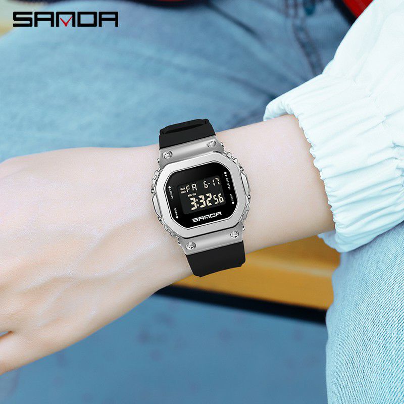 SALE GEBYAR! SANDA 9006 Jam Tangan Wanita Pria Digital Sport EL Backlight Tali Rubber Anti air