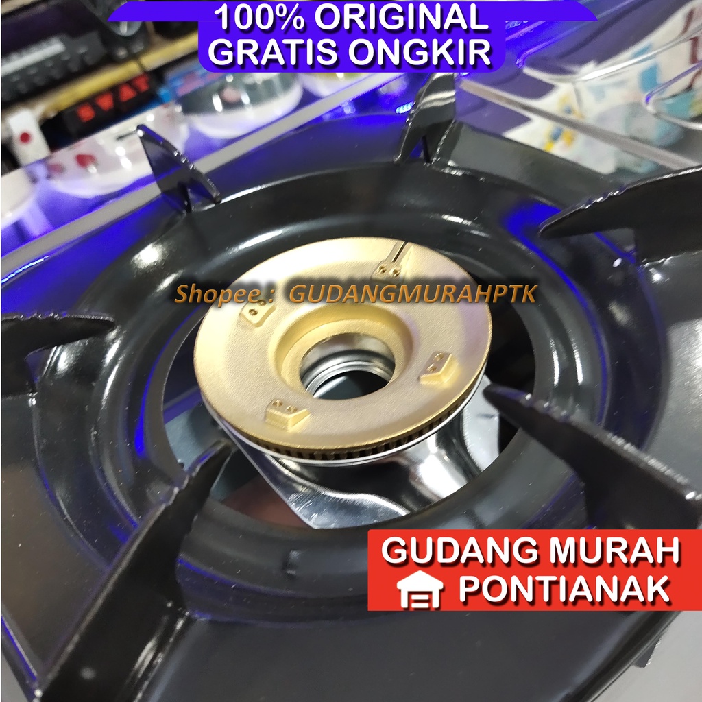 Kompor Gas 2 Tungku JUMBO Motif BUNGA SAKURA API LILIN API BESAR Rinnai RI 712 AF RI712AF 712AF