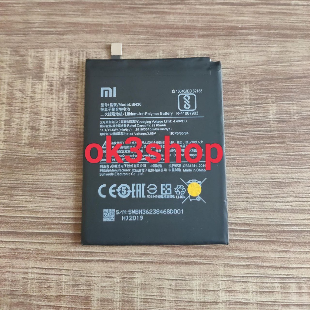 Baterai XIAOMI MI A2 BN36 Battery Batre Batre Batu Batrei Tanam HP XIAOMI MI A2 ORIGINAL 100% BN-36 