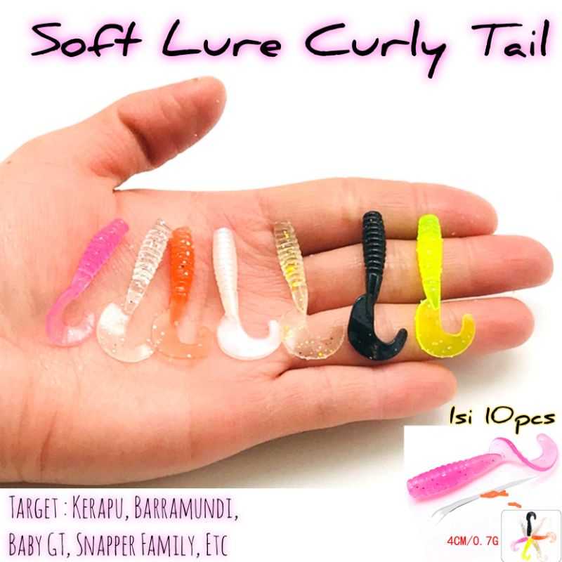Softlure Curly Tail 4cm Umpan Amis Casting Ultra light Worm