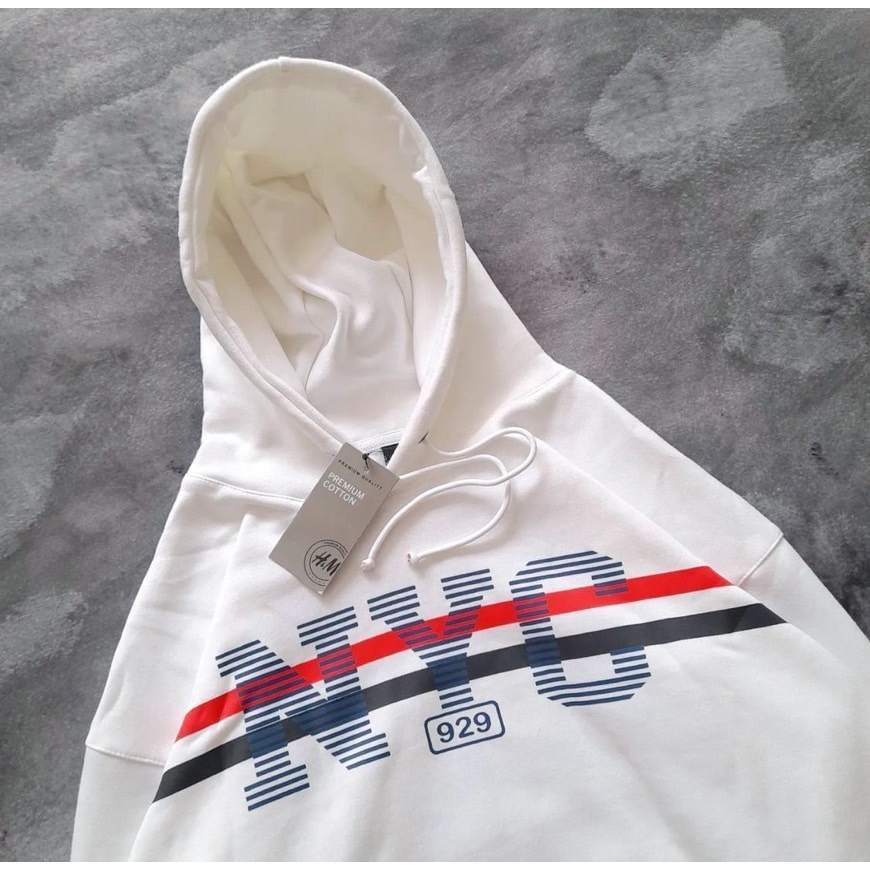 Sweater NYC Hoodie Panjang Putih  2197F