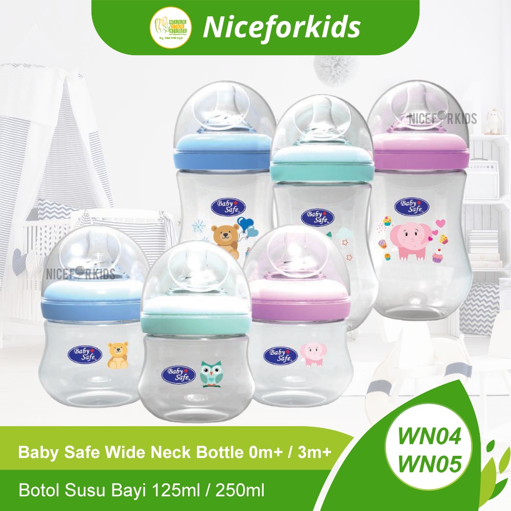 Baby Safe Bottle Wide Neck Motif 125 (WN04) /Wide Neck 250ml (WN05) / Botol Susu Anak