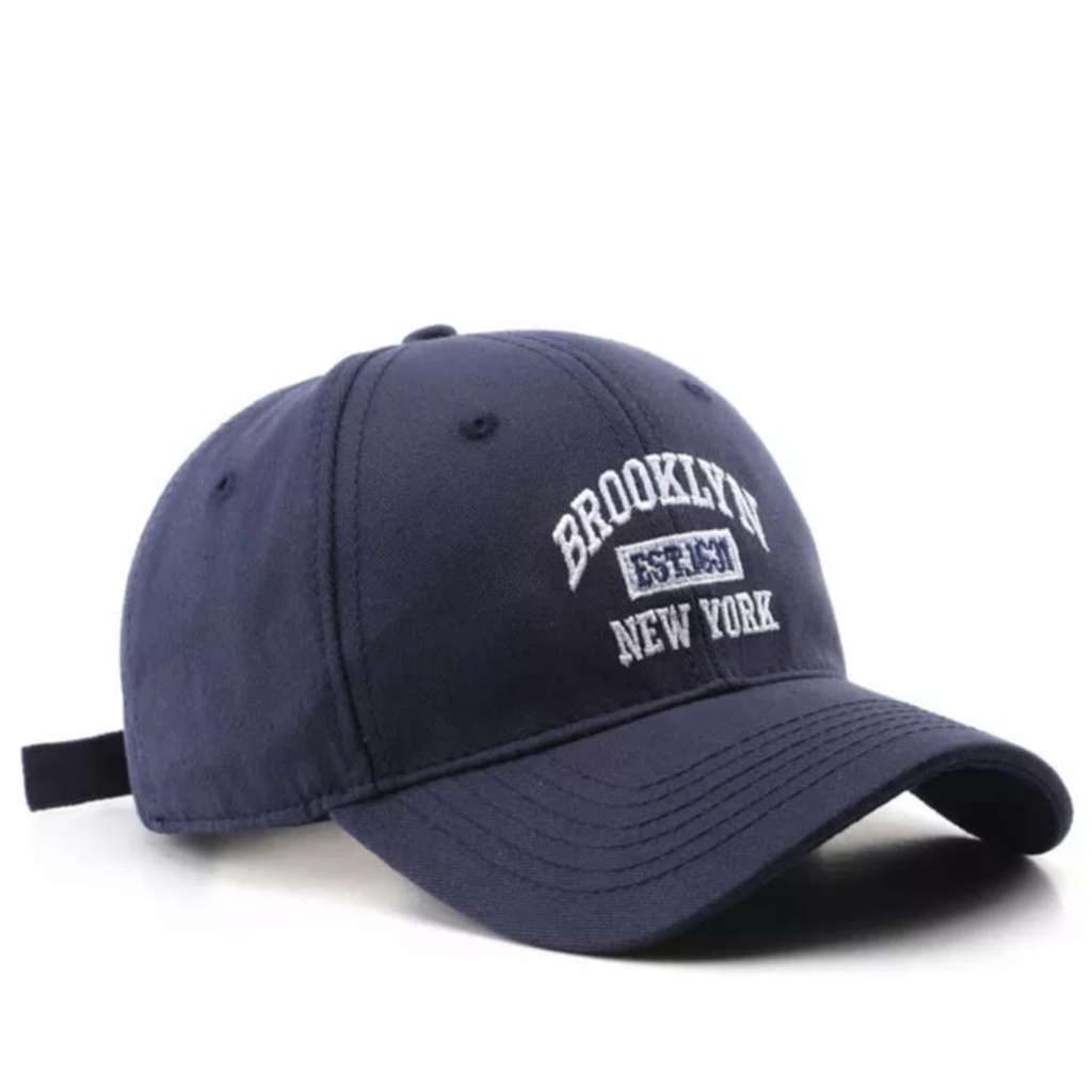 Best Seller - Topi Unisex Cap Hat Cotton Material Bordir Brooklyn Baseball / Baseball Cap Korea Trendy - COD-Navy Brooklyn New
