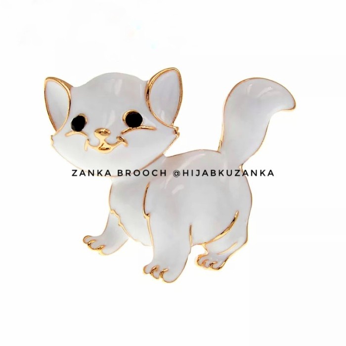 Mudah Bros Kucing Putih Anggora Persia | White Cat Brooch Bergaransi