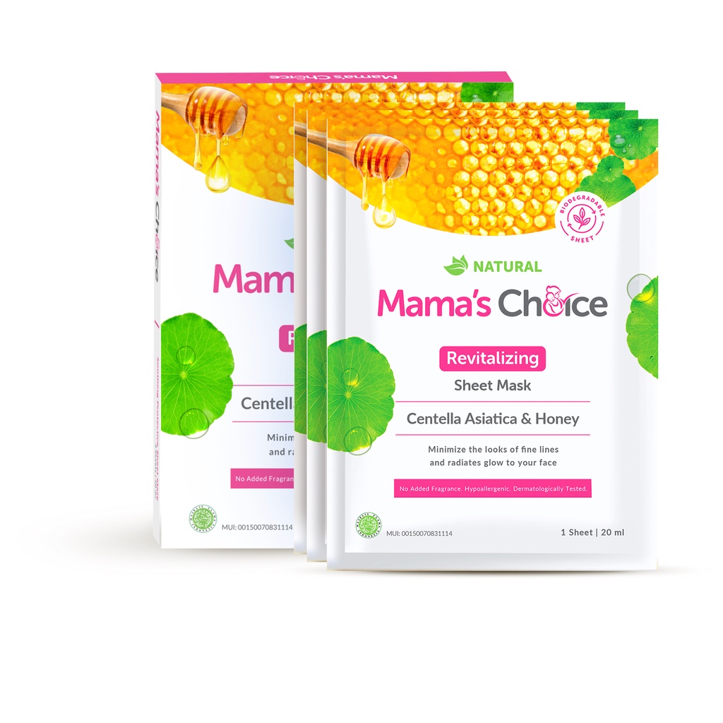 Mama’s Choice Revitalizing Sheet Mask isi 3 Sheets / Masker Wajah Aman Untuk Ibu Hamil dan Menyusui