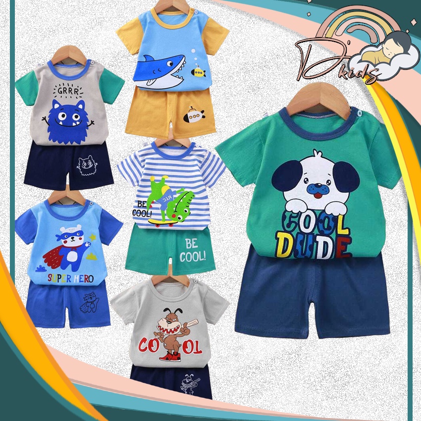 𝐃𝐤𝐢𝐝𝐬 ❤️ BJ002 Baju Setelan Anak Piyama Baju Tidur Pendek Jumper Anak Bayi Setelan Baju Kaos Anak Import Jumper Celana Pendek